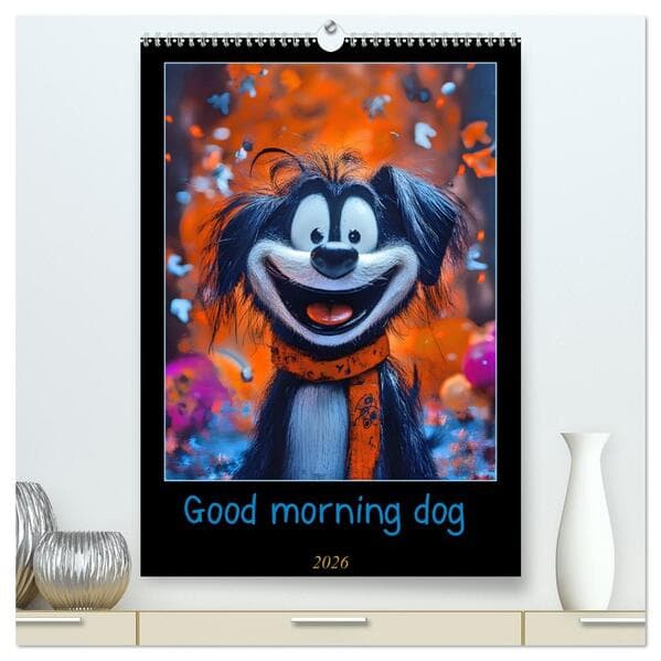Good morning dog (hochwertiger Premium Wandkalender 2026 DIN A2 hoch), Kunstdruck in Hochglanz