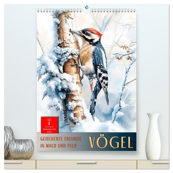 Vögel - gefiederte Freunde in Wald und Feld (hochwertiger Premium Wandkalender 2026 DIN A2 hoch), Ku