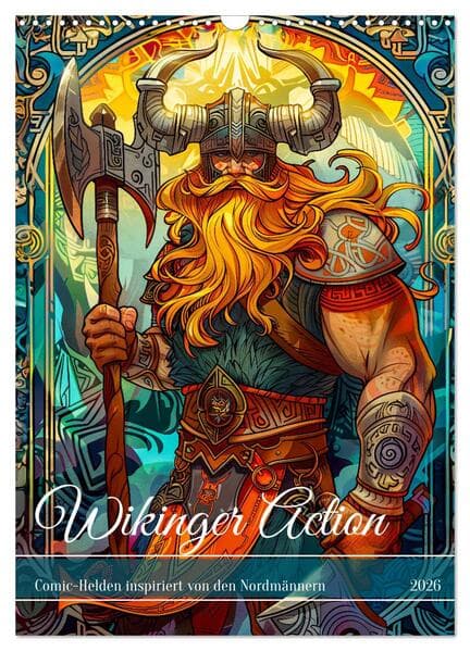 Wikinger Action - Comic-Helden inspiriert von den Nordmännern (Wandkalender 2026 DIN A3 hoch), CALVENDO Monatskalender