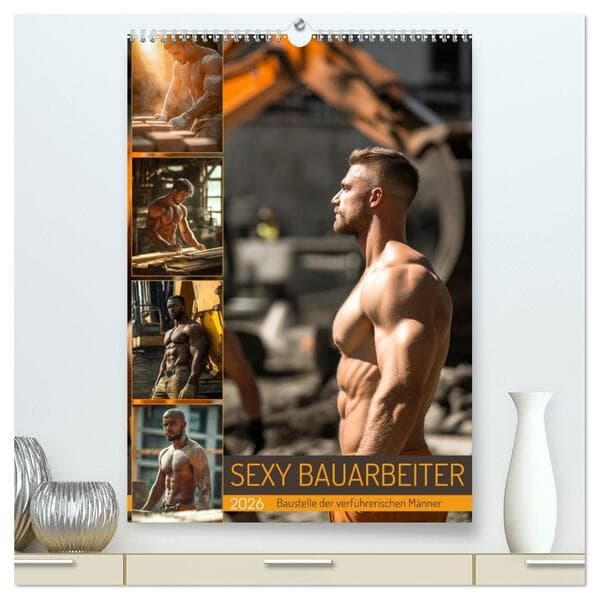 SEXY BAUARBEITER - Baustelle der verführerischen Männer (hochwertiger Premium Wandkalender 2026 DIN A2 hoch), Kunstdruck in Hochglanz