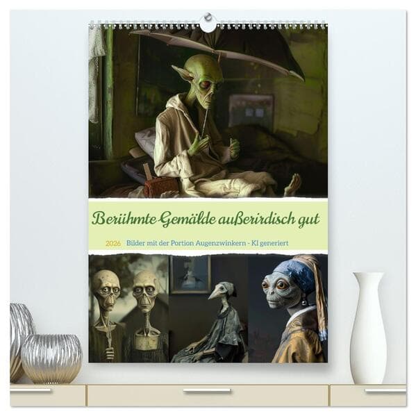 Berühmte Gemälde außerirdisch gut (hochwertiger Premium Wandkalender 2026 DIN A2 hoch), Kunstdruck i