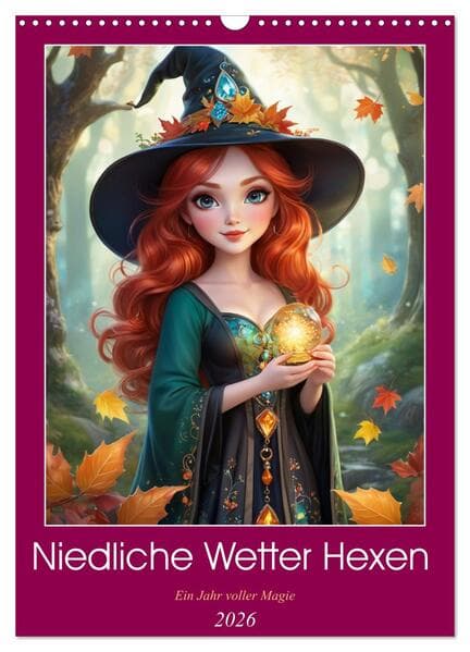 Niedliche Wetter Hexen (Wandkalender 2026 DIN A3 hoch), CALVENDO Monatskalender