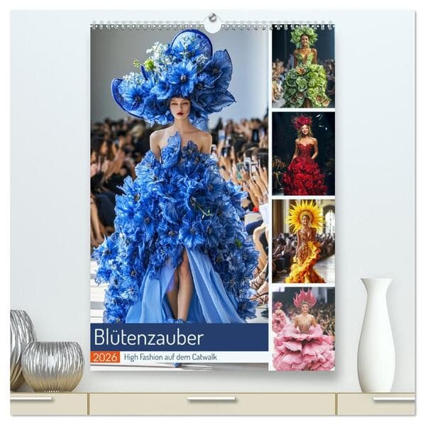 Blütenzauber. High Fashion auf dem Catwalk (hochwertiger Premium Wandkalender 2026 DIN A2 hoch), Kun