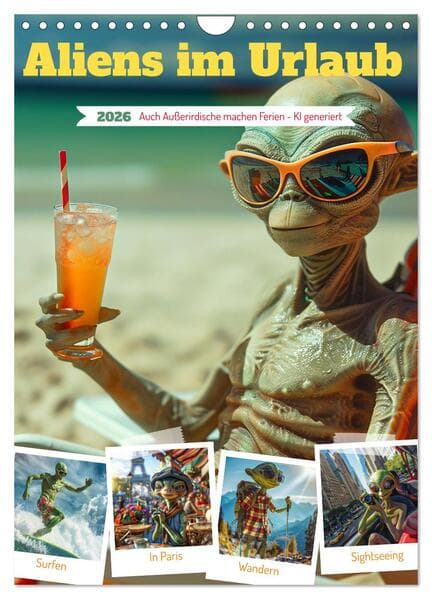 Aliens im Urlaub (Wandkalender 2026 DIN A4 hoch), CALVENDO Monatskalender