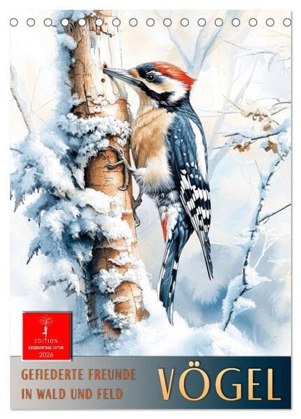 Vögel - gefiederte Freunde in Wald und Feld (Tischkalender 2026 DIN A5 hoch), CALVENDO Monatskalende