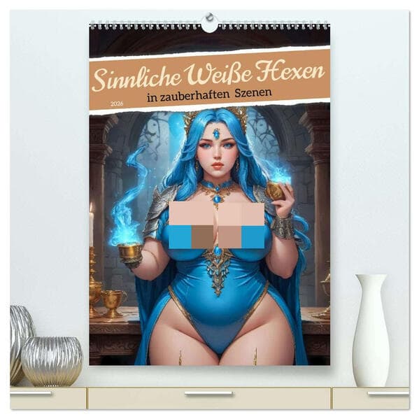 Sinnliche Weiße Hexen in zauberhaften Szenen (hochwertiger Premium Wandkalender 2026 DIN A2 hoch), Kunstdruck in Hochglanz