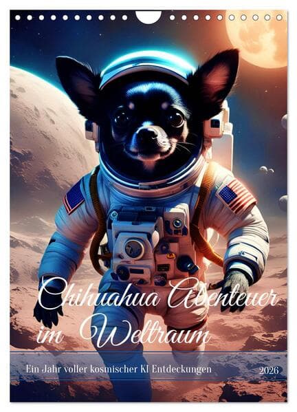 Chihuahua Abenteuer im Weltraum (Wandkalender 2026 DIN A4 hoch), CALVENDO Monatskalender