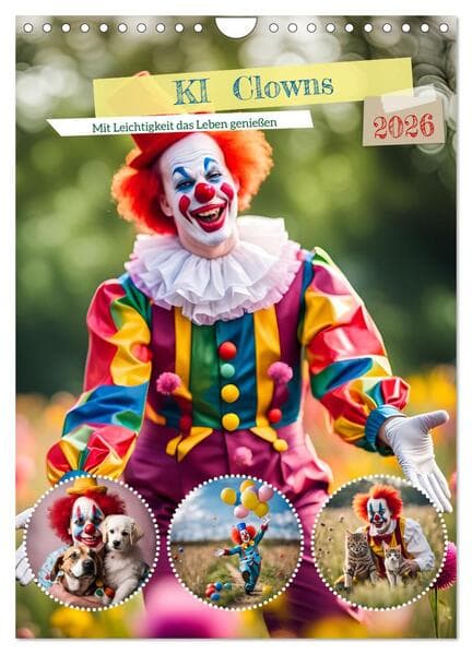 KI Clowns Mit Leichtigkeit das Leben genießen (Wandkalender 2026 DIN A4 hoch), CALVENDO Monatskalend