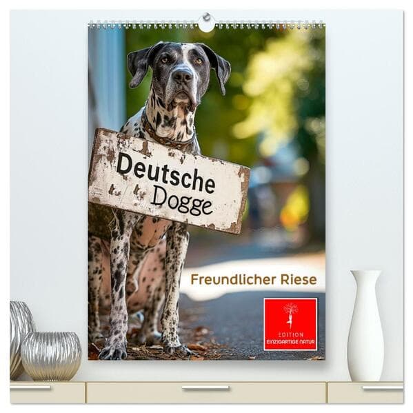 Deutsche Dogge - freundlicher Riese (hochwertiger Premium Wandkalender 2026 DIN A2 hoch), Kunstdruck