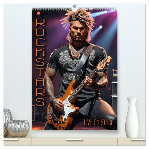 Rockstars - Live on Stage (hochwertiger Premium Wandkalender 2026 DIN A2 hoch), Kunstdruck in Hochgl