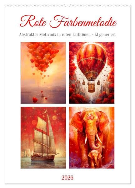 Rote Farbenmelodie (Wandkalender 2026 DIN A2 hoch), CALVENDO Monatskalender