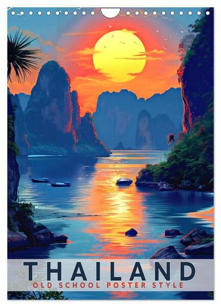 Thailand - Old School Poster Style (Wandkalender 2026 DIN A4 hoch), CALVENDO Monatskalender