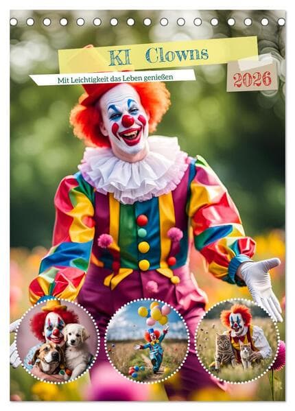 KI Clowns Mit Leichtigkeit das Leben genießen (Tischkalender 2026 DIN A5 hoch), CALVENDO Monatskalen