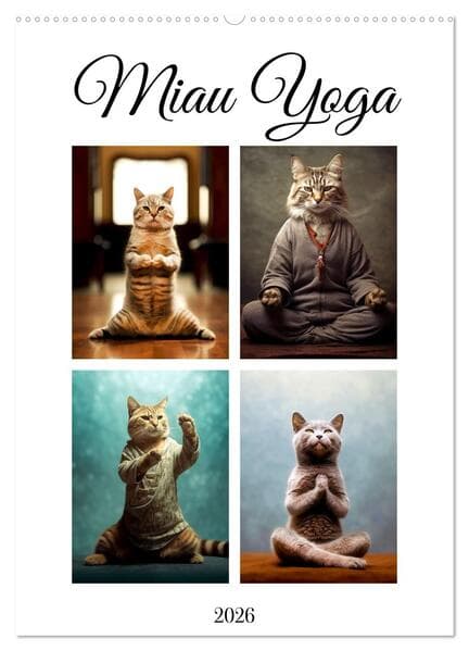 Miau Yoga (Wandkalender 2026 DIN A2 hoch), CALVENDO Monatskalender