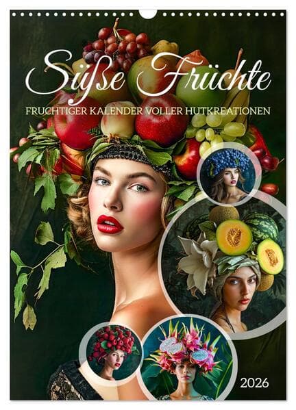 Süße Früchte - Fruchtiger Kalender voller Hutkreationen (Wandkalender 2026 DIN A3 hoch), CALVENDO Mo