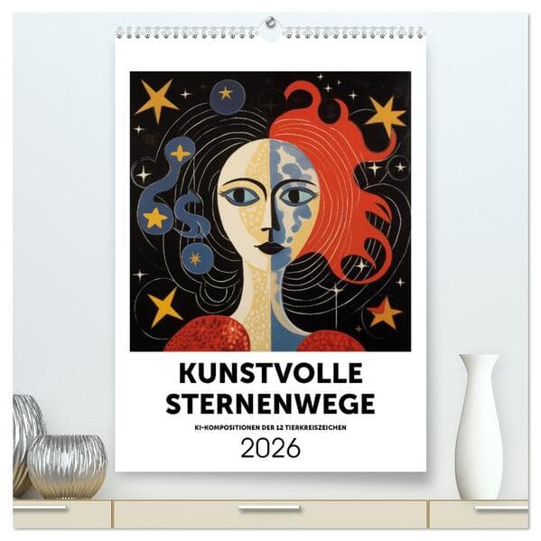 Kunstvolle Sternenwege: KI-Kompositionen der 12 Tierkreiszeichen (hochwertiger Premium Wandkalender