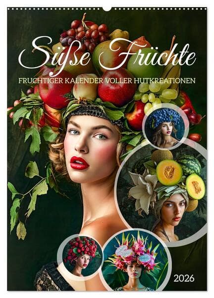 Süße Früchte - Fruchtiger Kalender voller Hutkreationen (Wandkalender 2026 DIN A2 hoch), CALVENDO Mo
