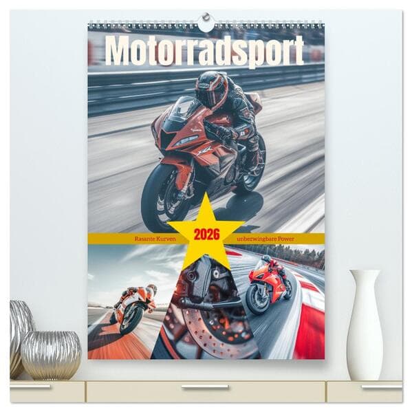 Motorradsport (hochwertiger Premium Wandkalender 2026 DIN A2 hoch), Kunstdruck in Hochglanz
