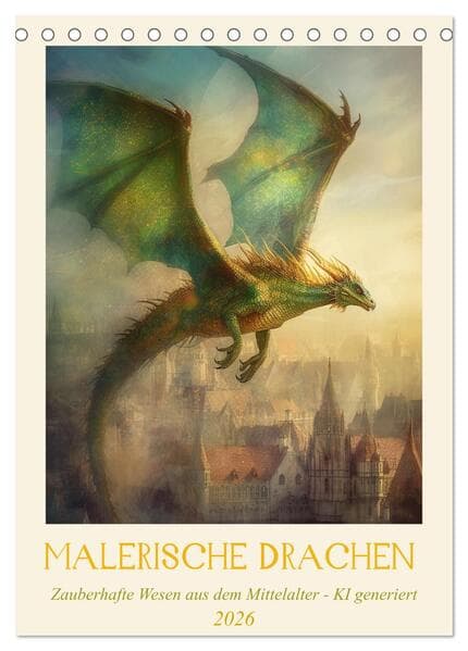 Malerische Drachen (Tischkalender 2026 DIN A5 hoch), CALVENDO Monatskalender