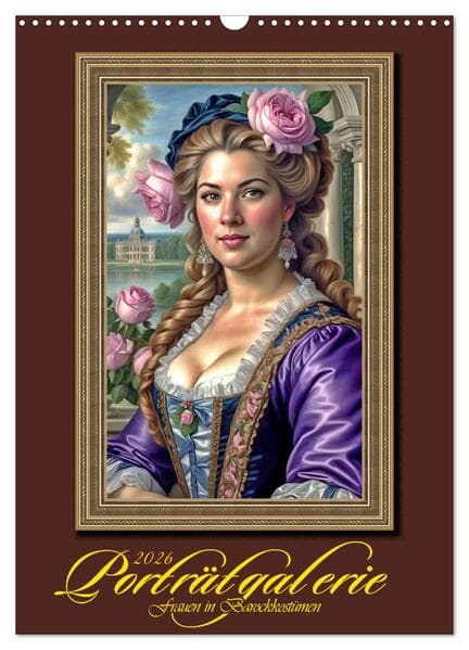Porträtgalerie, Frauen in Barockkostümen (Wandkalender 2026 DIN A3 hoch), CALVENDO Monatskalender