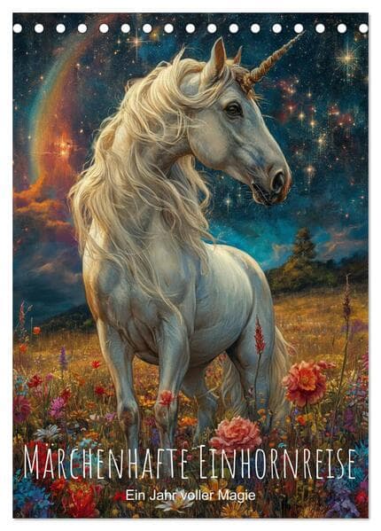 Märchenhafte Einhornreise - Ein Jahr voller Magie (Tischkalender 2026 DIN A5 hoch), CALVENDO Monatsk