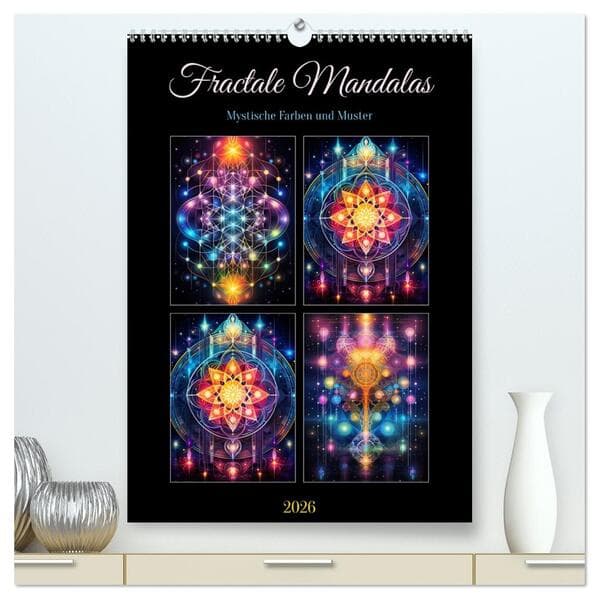 Fractale Mandalas (hochwertiger Premium Wandkalender 2026 DIN A2 hoch), Kunstdruck in Hochglanz