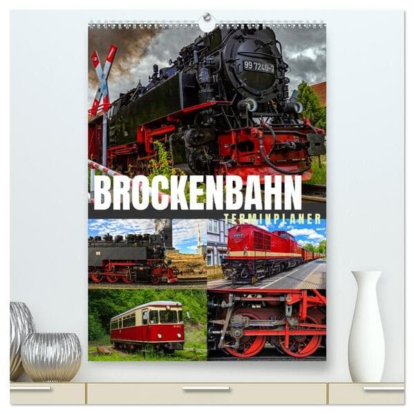 Brockenbahn - Terminplaner (hochwertiger Premium Wandkalender 2026 DIN A2 hoch), Kunstdruck in Hochglanz