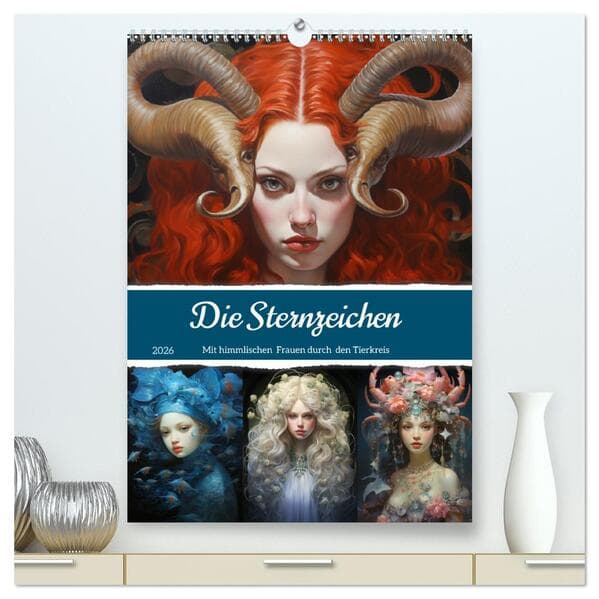 Sternzeichen. Mit himmlischen Frauen durch den Tierkreis (hochwertiger Premium Wandkalender 2026 DIN