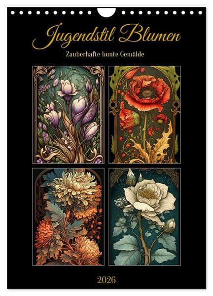 Jugendstil Blumen (Wandkalender 2026 DIN A4 hoch), CALVENDO Monatskalender