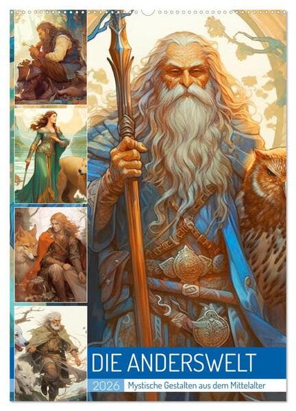 Die Anderswelt. Mystische Gestalten aus dem Mittelalter (Wandkalender 2026 DIN A2 hoch), CALVENDO Monatskalender