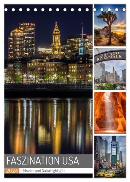 FASZINATION USA Urbanes und Naturhighlights (Tischkalender 2026 DIN A5 hoch), CALVENDO Monatskalende