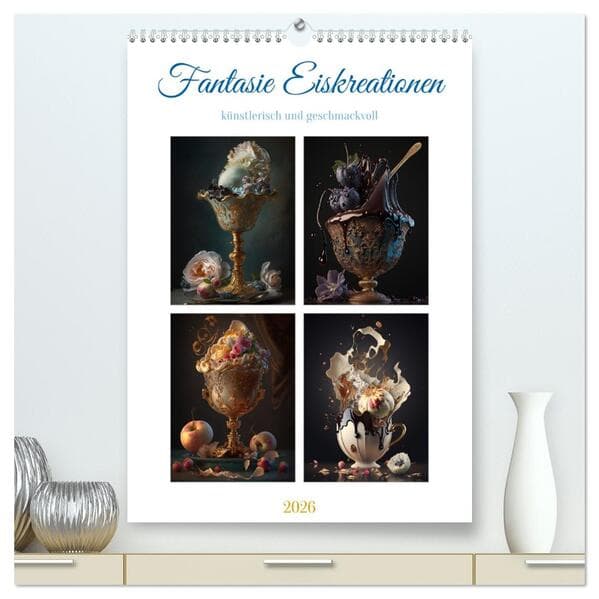 Fantasie Eiskreationen (hochwertiger Premium Wandkalender 2026 DIN A2 hoch), Kunstdruck in Hochglanz