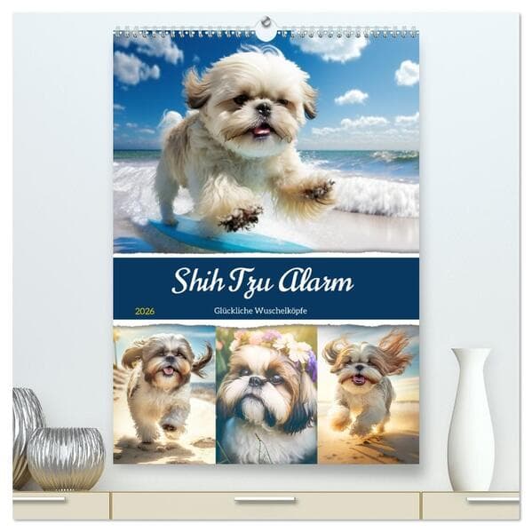 Shih Tzu Alarm. Glückliche Wuschelköpfe (hochwertiger Premium Wandkalender 2026 DIN A2 hoch), Kunstd
