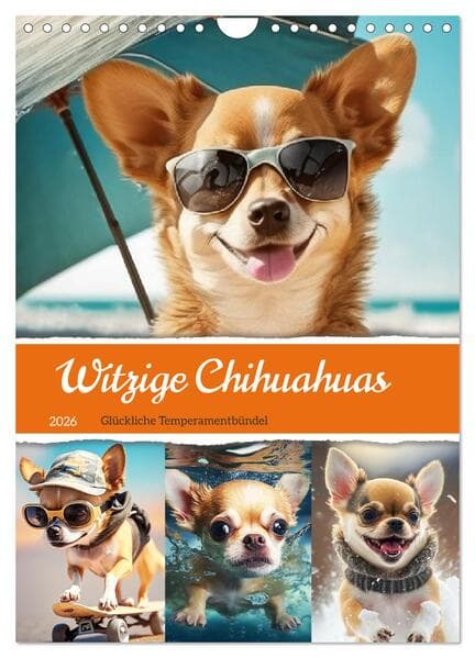 Witzige Chihuahuas. Glückliche Temperamentbündel (Wandkalender 2026 DIN A4 hoch), CALVENDO Monatskal