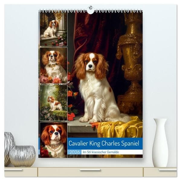Cavalier King Charles Spaniel (hochwertiger Premium Wandkalender 2026 DIN A2 hoch), Kunstdruck in Ho