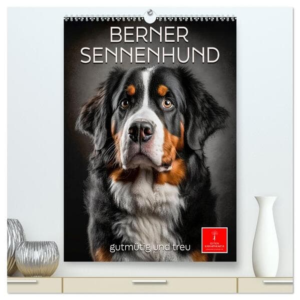 Berner Sennenhund - gutmütig und treu (hochwertiger Premium Wandkalender 2026 DIN A2 hoch), Kunstdru