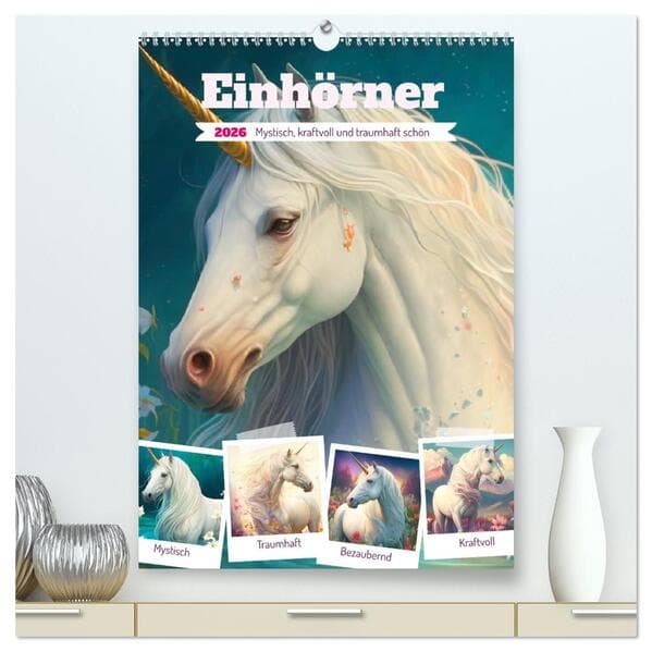 Einhörner. Mystisch, kraftvoll und traumhaft schön (hochwertiger Premium Wandkalender 2026 DIN A2 ho