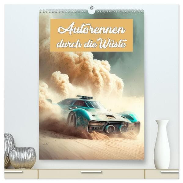 Autorennen durch die Wüste (hochwertiger Premium Wandkalender 2026 DIN A2 hoch), Kunstdruck in Hochg