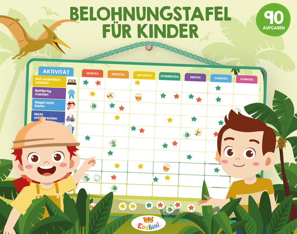 Edubini - Belohnungstafel für Kinder: Dinosaurier Edition