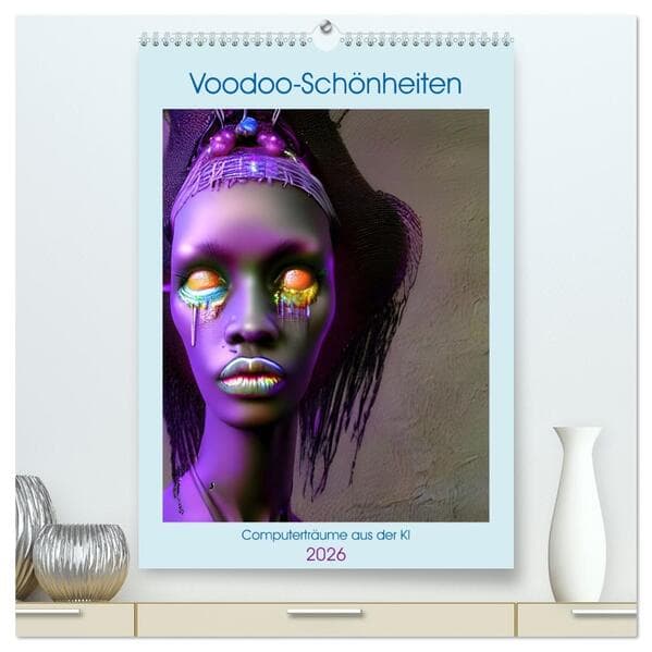 Voodoo-Schönheiten - Computerträume aus der KI (hochwertiger Premium Wandkalender 2026 DIN A2 hoch), Kunstdruck in Hochglanz