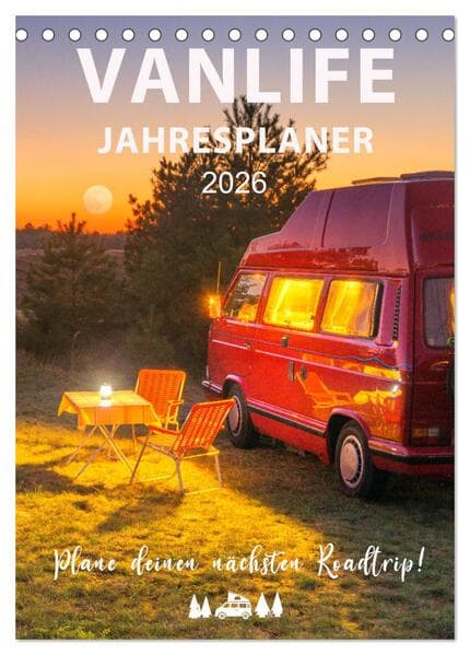 Vanlife Jahresplaner (Tischkalender 2026 DIN A5 hoch), CALVENDO Monatskalender