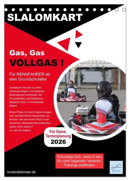 Slalomkart - Gas, Gas, Vollgas! 2026 (Tischkalender 2026 DIN A5 hoch), CALVENDO Monatskalender