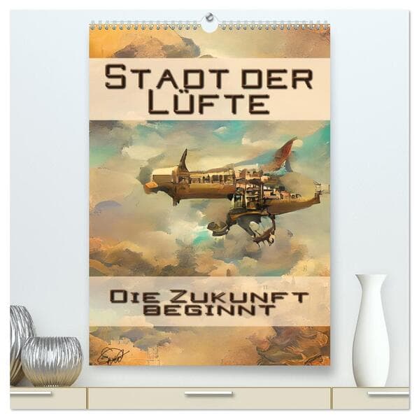 Stadt der Lüfte, die Zukunft beginnt (hochwertiger Premium Wandkalender 2026 DIN A2 hoch), Kunstdruc
