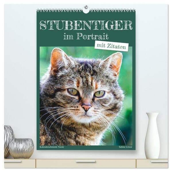 Stubentiger im Portrait (hochwertiger Premium Wandkalender 2026 DIN A2 hoch), Kunstdruck in Hochglan
