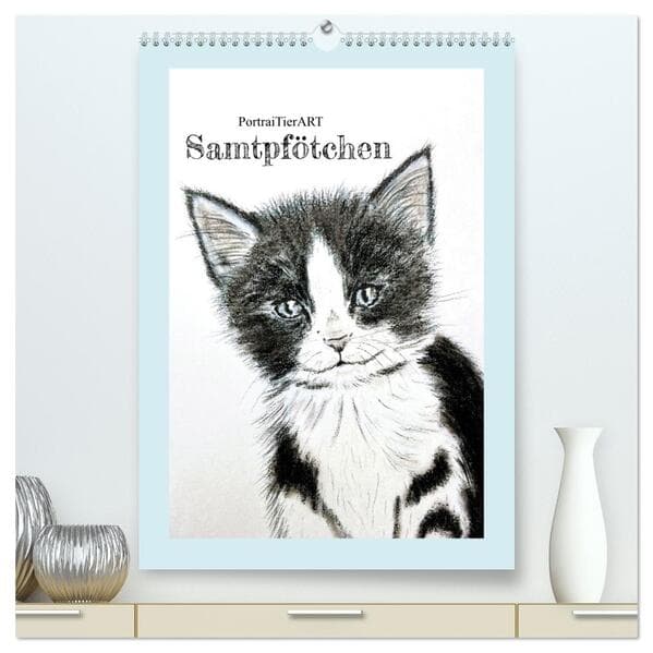 PortraiTierART Samtpfötchen (hochwertiger Premium Wandkalender 2026 DIN A2 hoch), Kunstdruck in Hoch