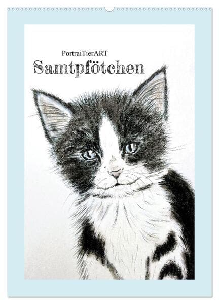 PortraiTierART Samtpfötchen (Wandkalender 2026 DIN A2 hoch), CALVENDO Monatskalender