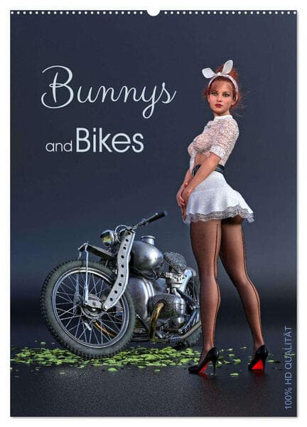Bunnys and Bikes (Wandkalender 2026 DIN A2 hoch), CALVENDO Monatskalender