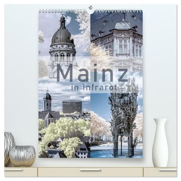 MAINZ IN INFRAROT (hochwertiger Premium Wandkalender 2026 DIN A2 hoch), Kunstdruck in Hochglanz