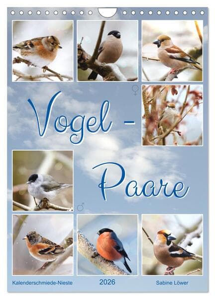 Vogel-Paare (Wandkalender 2026 DIN A4 hoch), CALVENDO Monatskalender