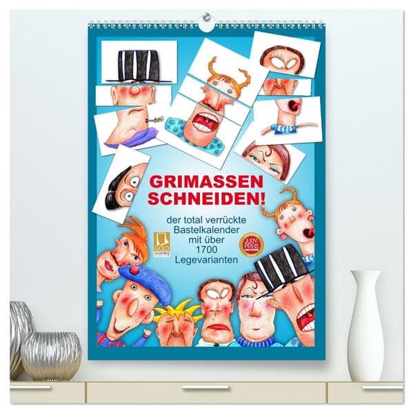 GRIMASSEN SCHNEIDEN! (hochwertiger Premium Wandkalender 2026 DIN A2 hoch), Kunstdruck in Hochglanz
